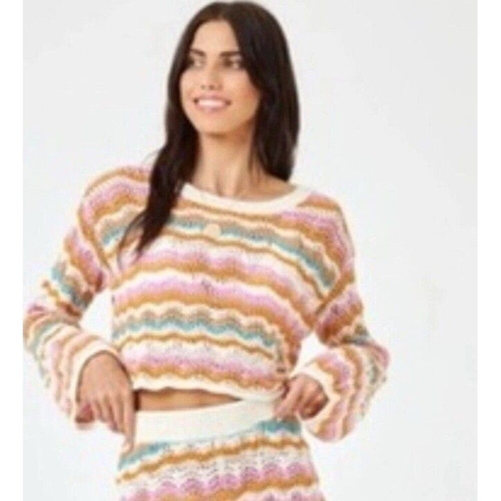 L'SPACE XS Sun Ray colorful Cotton cropped Sweater